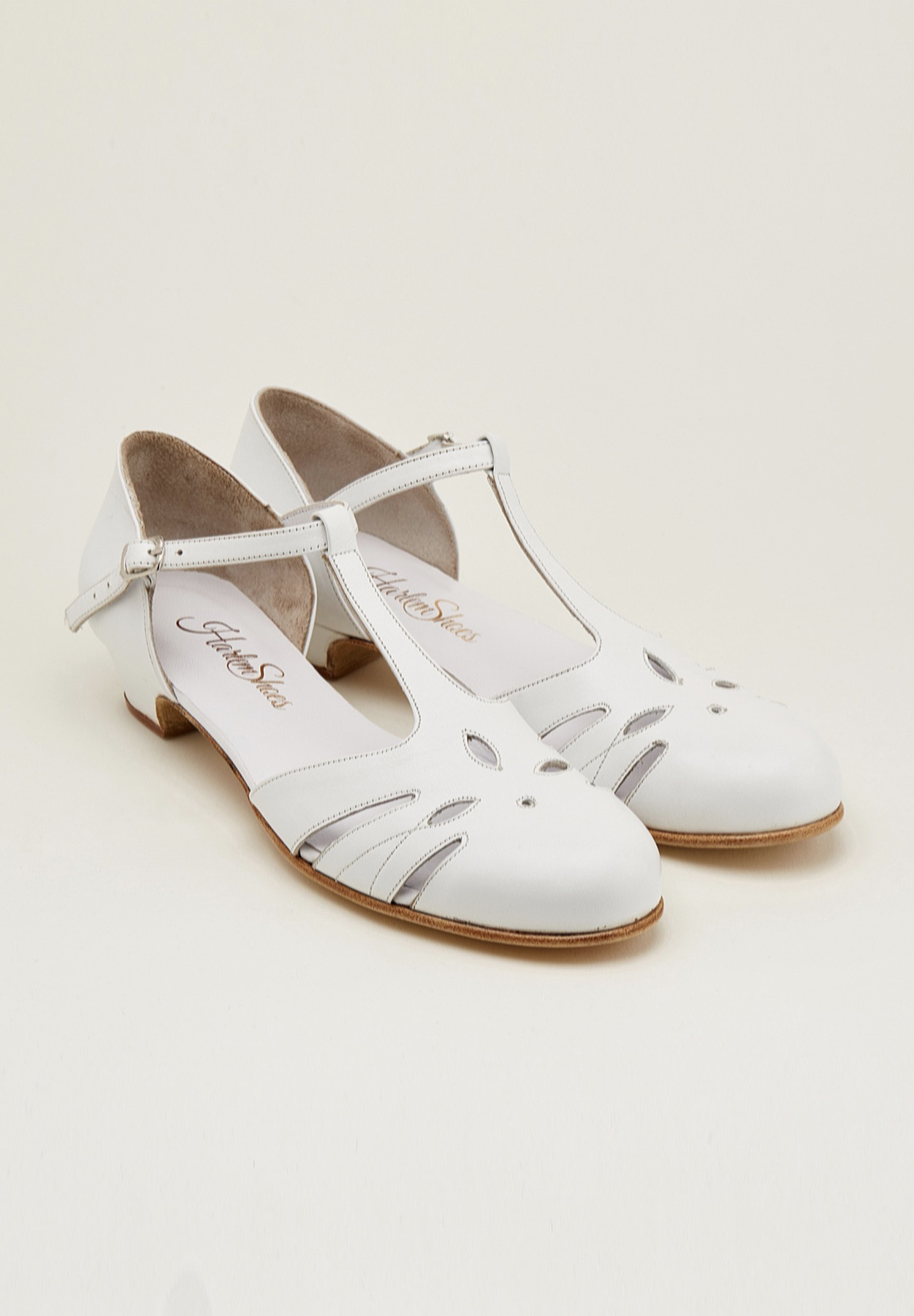 Rosy White Leather 3 cm heel